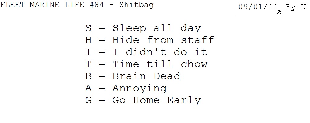 Fleet Marine Life #84 - Shitbag