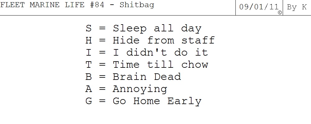 Fleet Marine Life #84 - Shitbag